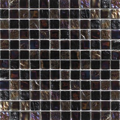 Astral in Blackstone 1X1 Glass Mesh Mosaic Glass Mosaics flooring by Paradiso