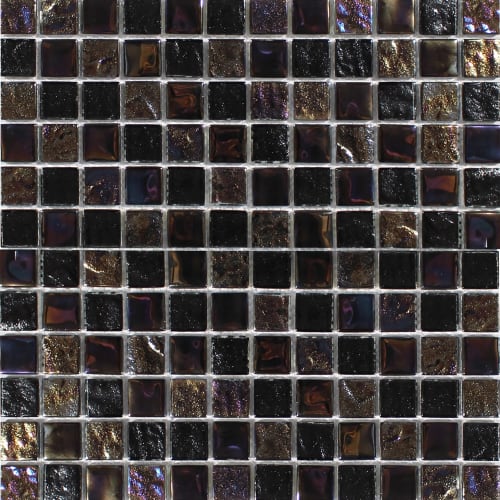 Astral in Blackstone 1X1 Glass Mesh Mosaic Glass Mosaics flooring by Paradiso