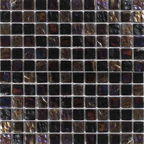 Astral in Blackstone 1X1 Glass Mesh Mosaic