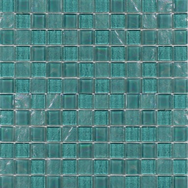 Astral in Greenstone 1X1 Glass Mesh Mosaic Glass Mosaics flooring by Paradiso