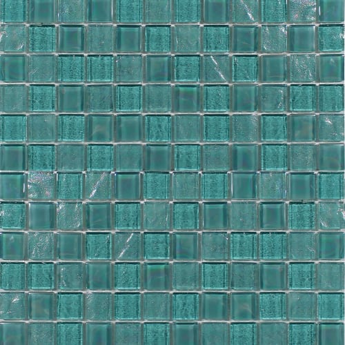 Astral in Greenstone 1X1 Glass Mesh Mosaic Glass Mosaics flooring by Paradiso