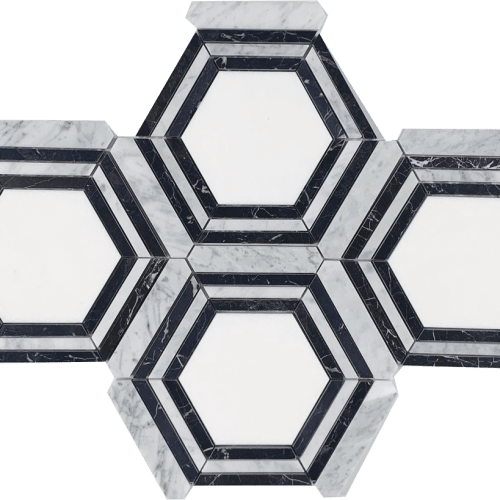 Blue Ridge in Thassos, Bianco Carrara & Nero Black