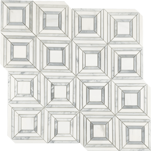 Mount Shasta in Dolomite, Bianco Carrara & Nero Black