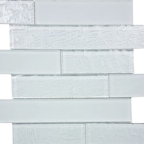 Baikal in Alabaster Multi Linear 2X6 Glossy & Matte Mosaic Glass Mosaics flooring by Paradiso